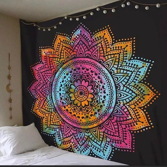 Large Colorful Mandala Tapestry - Picture 6 of 7